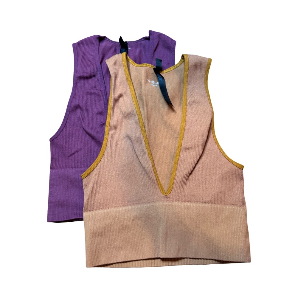 URBAN OUTFITTERS Out From Under Deep V-Neck Rust and Maroon Crop Top SET